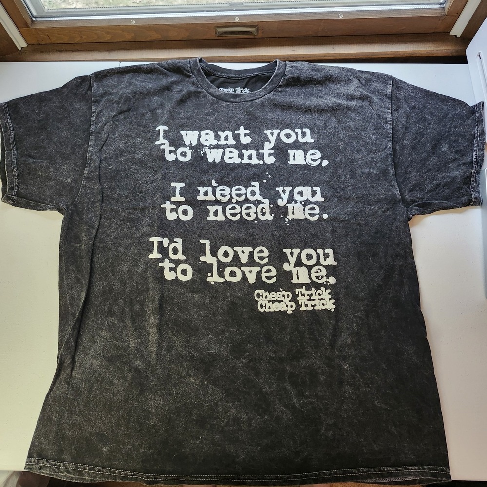NWOT Cheap Trick I Want You T-Shirt XXL Black Mineral Wash 100% Cotton